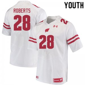 Youth Wisconsin Badgers NCAA #28 Antwan Roberts White Authentic Under Armour Stitched College Football Jersey GG31O88TD